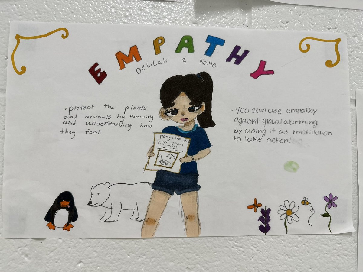 TefiBVV's tweet photo. HAPPY 🌎 DAY!!! 04/22
At @RobertaRdMiddle my 6th science students made signs explaining how having Global Leader Skills could help the Earth! They are beautiful! @ParticipateLrng #teacherambbassador @UN https://t.co/F41GOJc0b3