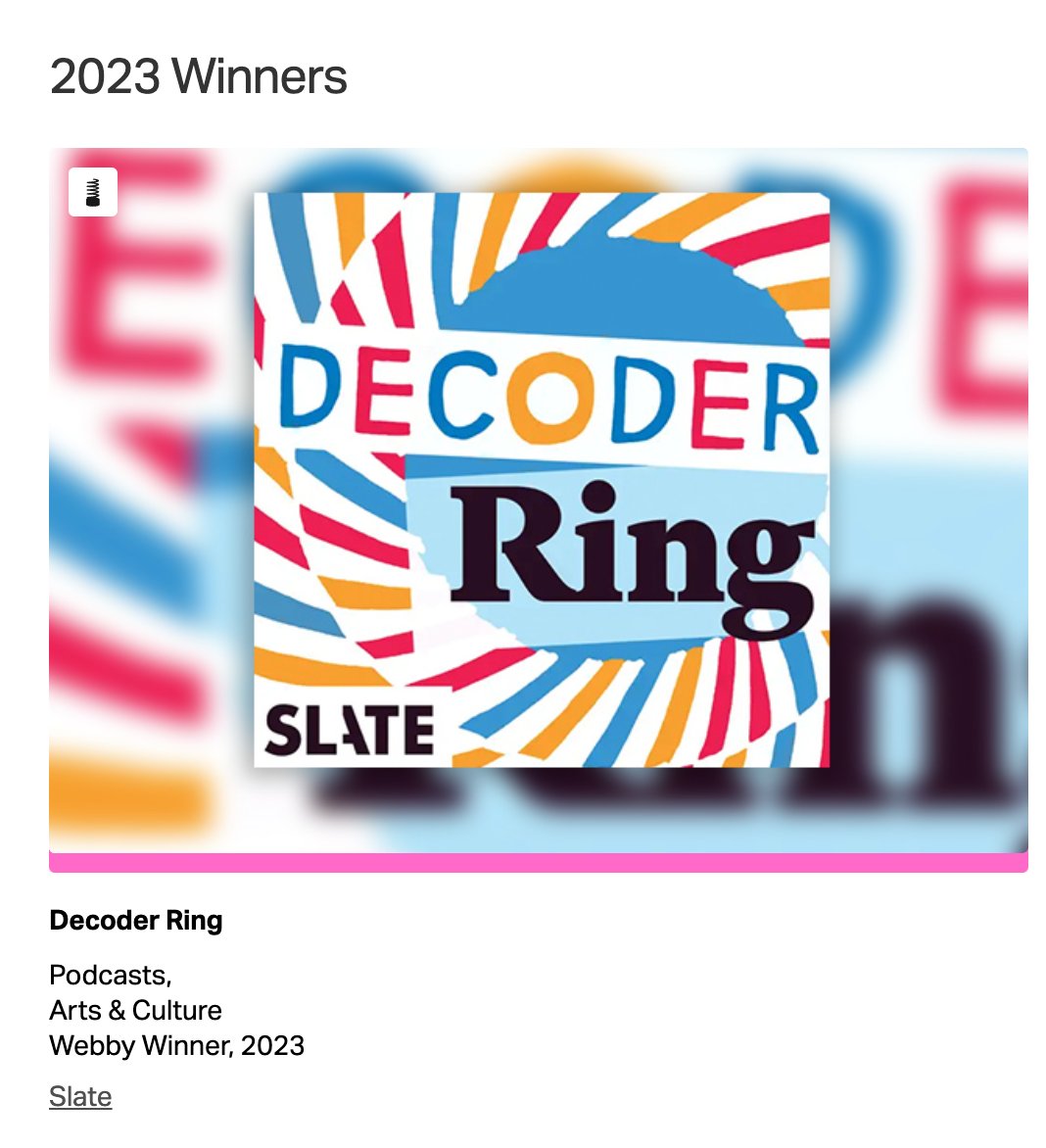 katie_rayford's tweet photo. Congrats to Decoder Ring on their #Webbys win for best Arts &amp; Culture podcast! 

AND just in time for their new season! Listen to Decoder Ring's two-part Cold War caper about the time Columbo's Peter Falk maybe quelled a rebellion in Romania? 
https://t.co/12dTWCsz96 https://t.co/q4a8xiCdbL