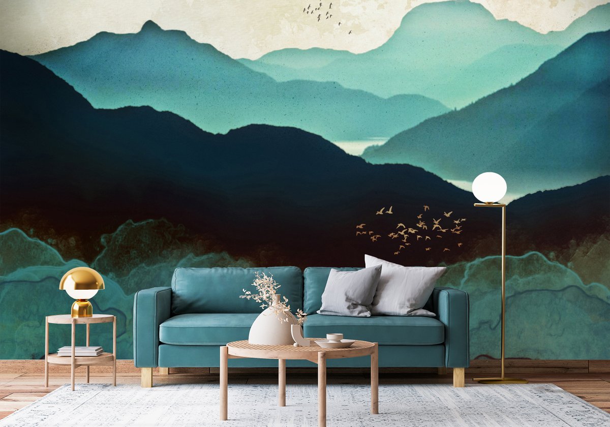 wallsaucecom's tweet photo. Aptly titled 'Indigo Mountain', this beautiful mural is sure to take your breath away🗻

Designed by the talented @SpaceFrogDesign, it features those bold, dark colours. Style this mural with a blue sofa and shades of green to give the perfect outside feel 🍃

#wallsauce https://t.co/JhoyLOl0NE