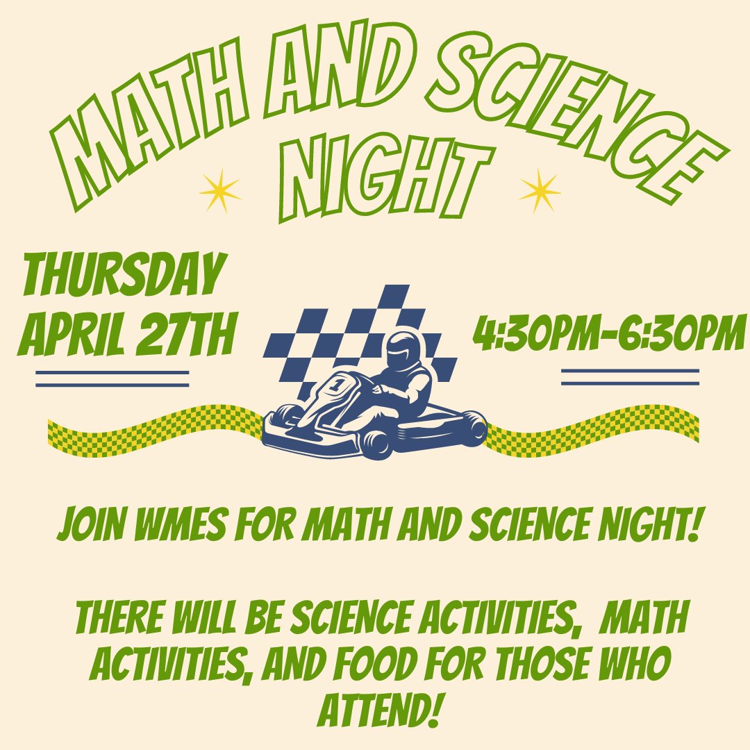 WolfMeadowElem's tweet image. THIS THURSDAY is WMES Math and Science Night! Join in on the fun from 4:30-6:30pm! Food will be served. 

#WMES #ourpackisontrack #5houses1pack #onepack #mathnight #sciencenight