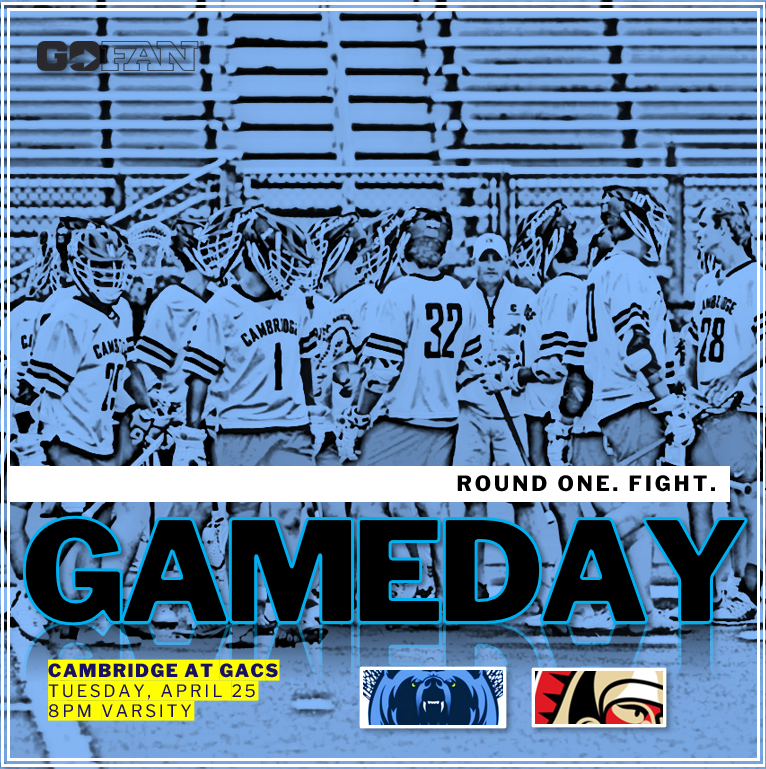 Bears_LaxBoard's tweet photo. ROUND ONE of the Playoffs is here! Join your FAVORITE Cambridge Men's Lacrosse Team as they head over to Greater Atlanta Christian School to face the Spartans!
Game starts at 8PM - show up and SHOW OUT! #cbod #gobears #roundonefight https://t.co/YYx7JDyzg0