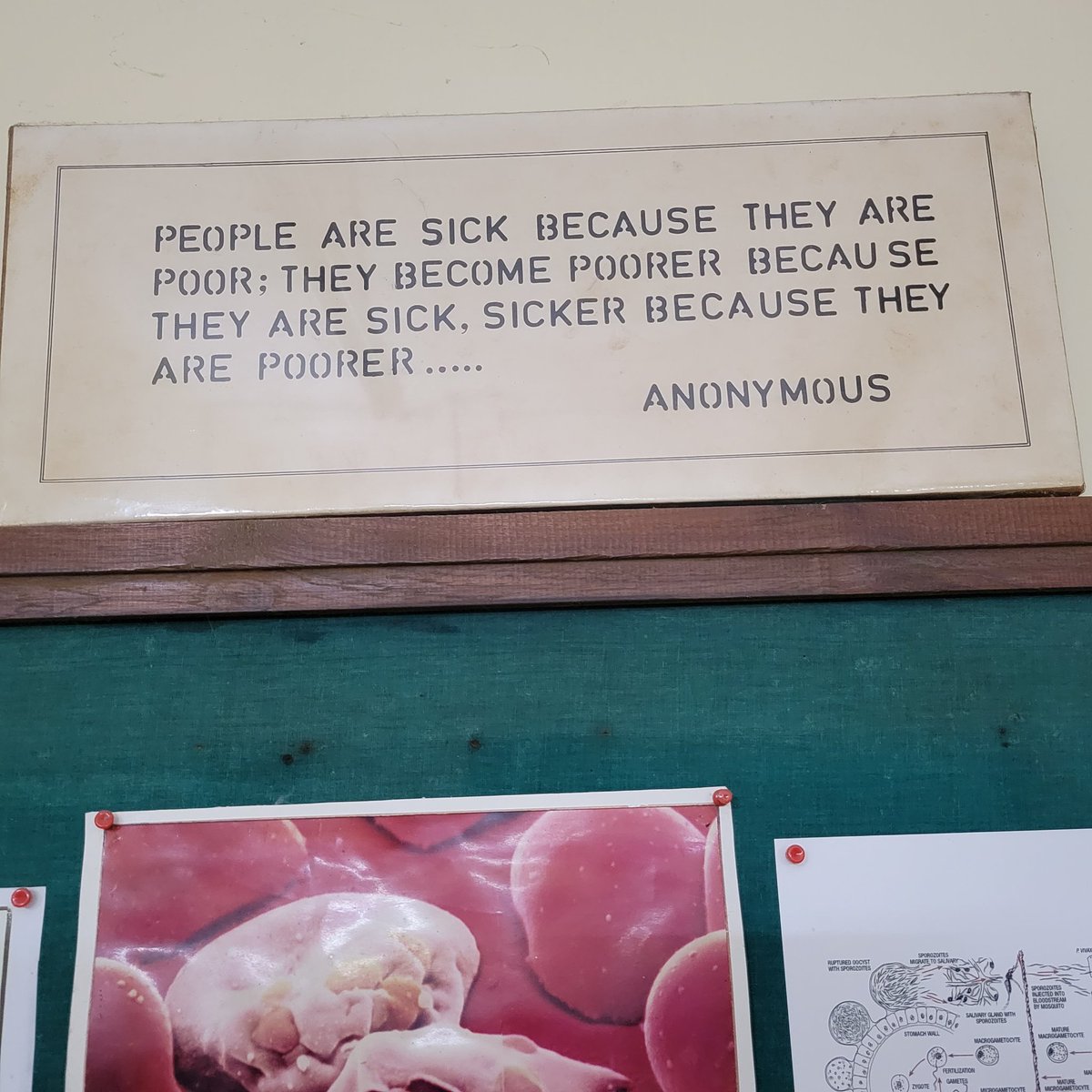 Saw this sign at a hospital in Nadiad. I think this sentiment is appropriate to share on #WorldMalariaDay, as malaria is one of the key infectious diseases that contributes to poverty traps worldwide.