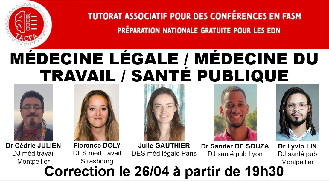 Encore quelques heures pour composer sur <a href="/UNESSfr/">UNESS.fr</a>  notre conf de méd légale, méd du travail et santé pub, relue par des universitaires de chaque spé !
<a href="/sfmlem/">SFMLEM</a> @LDufayet <a href="/animt_fr/">ANIMT</a> <a href="/clispfr/">CLISP — Internes de santé publique</a> <a href="/SFSPasso/">Société Française de Santé Publique</a>  <a href="/SanderDeSouzaFR/">SdS 😴</a> <a href="/lyvio_lin/">Lyvio LIN</a> <a href="/HugoNoelle/">NOELLE Hugo</a> <a href="/romucru/">Romuald Cruchet</a>
