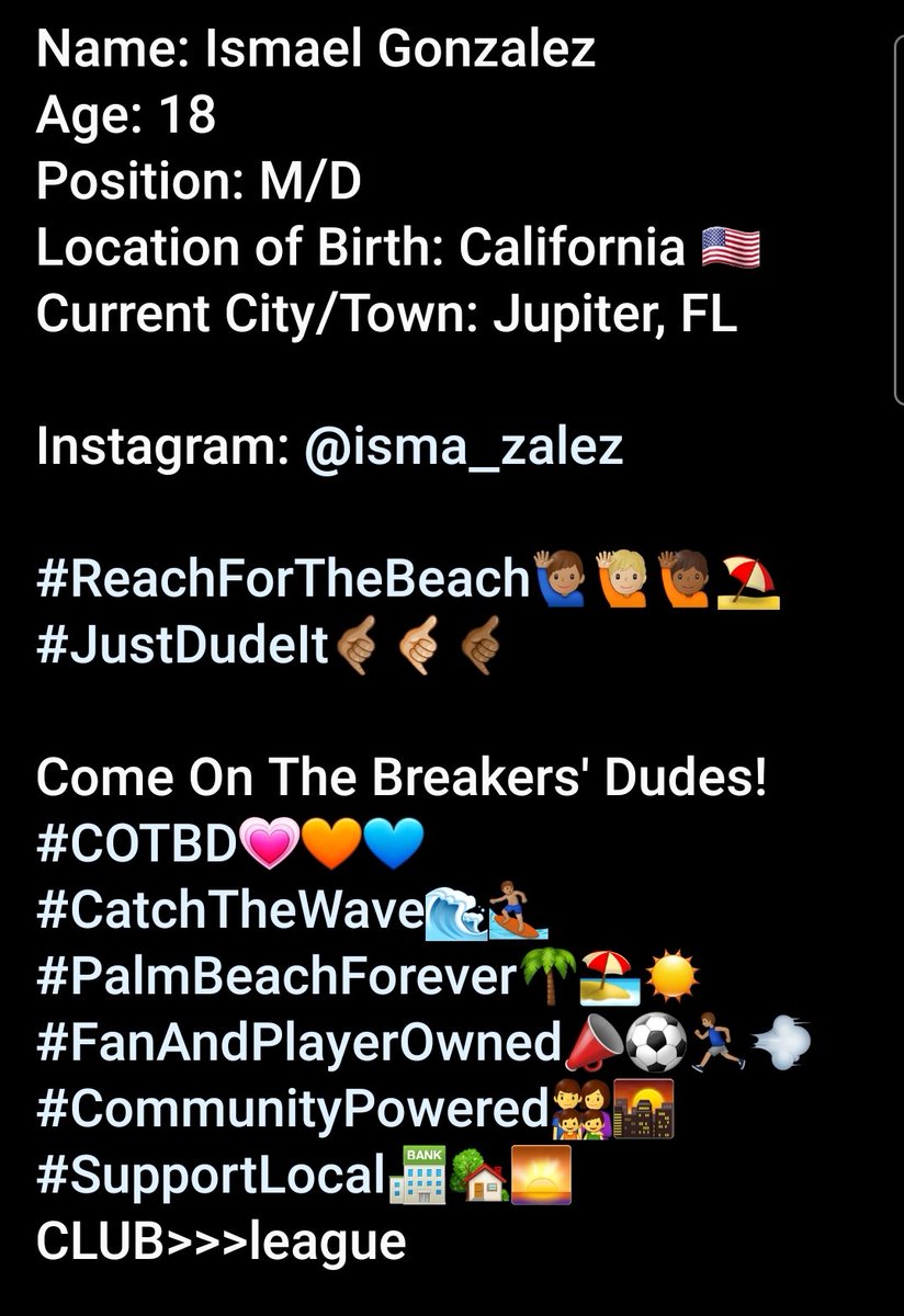 TheBreakersAFC's tweet photo. MEET YOUR BREAKERS DUDES SERIES...

Sponsors: #KGADesign @MarketableSport @DajCentral @DAJ_Group @DAJ_Logistics @Melvie_Express @LeAkeMoves

@PBPSports @ESPNWestPalm @Deportes760 @WPTV @CBS12 @WPBF25News @FOX29WFLX @KLV1063 @TheoDorseyTV @JoshOnAir @TheKeliFerguson @TyreeSmithTV https://t.co/A7NpeRMqi3