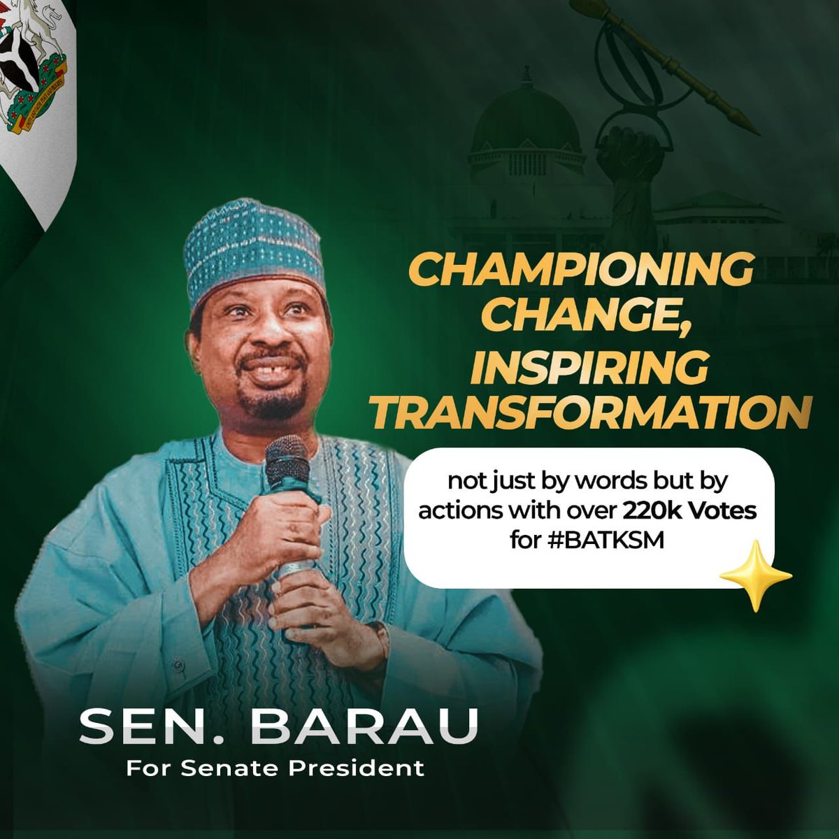 HWokocha's tweet photo. Not just By words but By Action with Over 220k votes for #BATKSM 
#Barua4SenatePresident https://t.co/6ctmPwg8Vd