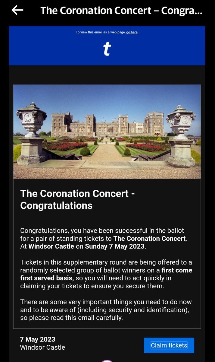 Craigfox2019's tweet photo. @RoyalFamily 
Any chance someone can have a word with @TicketmasterUK and sort out a few thousand tickets for the people like me that have been told they have won in the Ballot? Not a lot to ask really... MASSIVE INVESTIGATION needed! #shambles #ticketmasterdisgrace #coronation https://t.co/gFF5lUBGyF