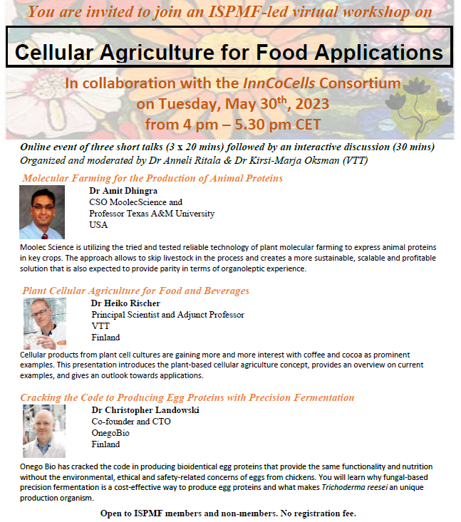 📢Join us for our upcoming online workshop on Cellular Agriculture for Food Applications, in collaboration with the <a href="/inncocells/">EU project InnCoCells</a> consortium on Tuesday May 30th (Afternoon European time). 

Open to all, you can register for free here: tu-darmstadt.zoom.us/meeting/regist…