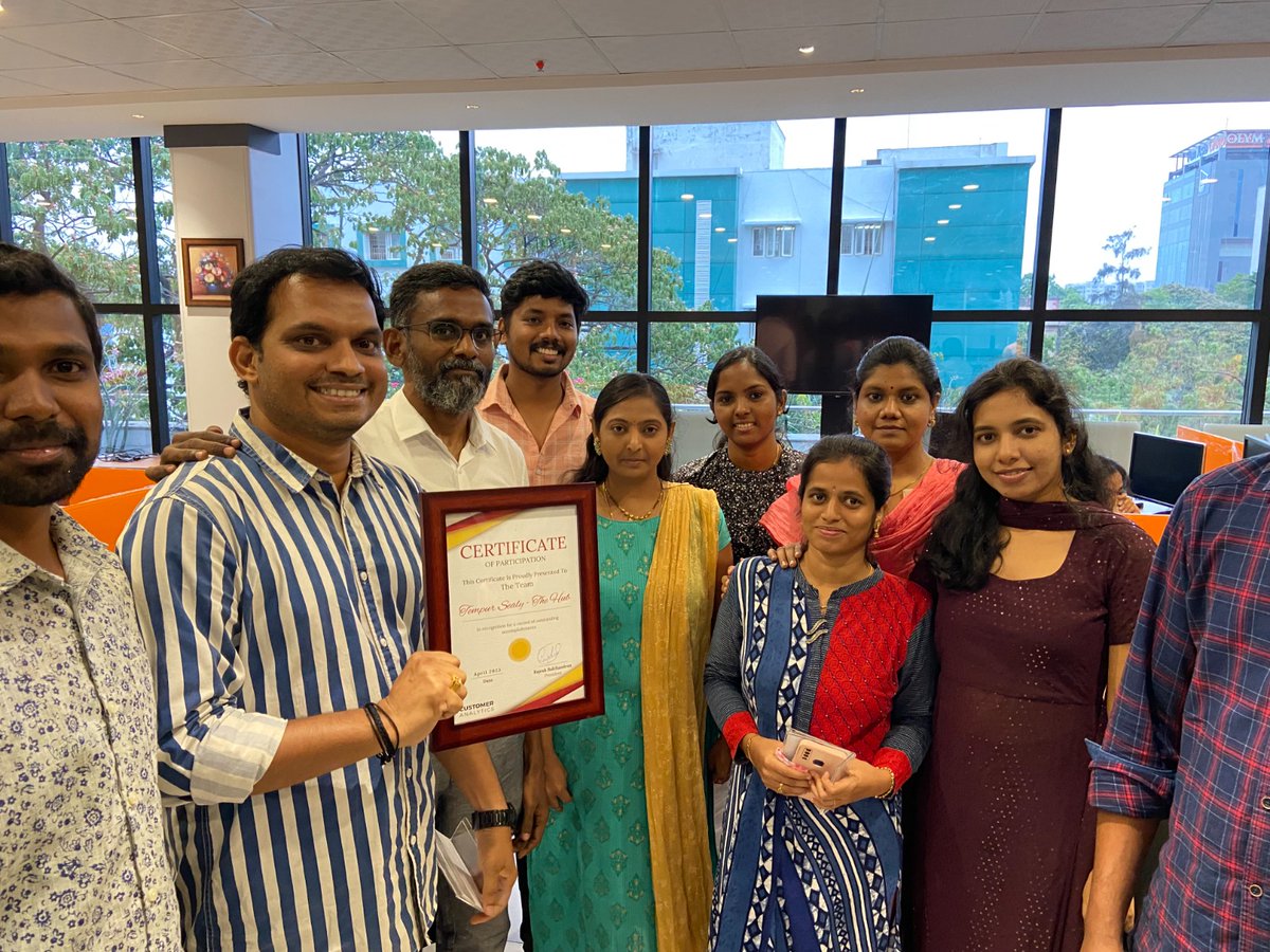 humantechnology's tweet photo. Excited to share a few moments of a Team Achievement Award to celebrate the completion of one of our critical and important releases!
#customeranalytics #teamachievementawards #happyemployees #qualityoutput #impressedclient #customeranalyticslife https://t.co/SHX4RtkIqR