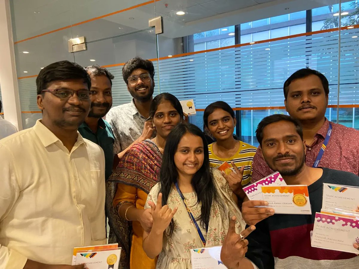 humantechnology's tweet photo. Excited to share a few moments of a Team Achievement Award to celebrate the completion of one of our critical and important releases!
#customeranalytics #teamachievementawards #happyemployees #qualityoutput #impressedclient #customeranalyticslife https://t.co/SHX4RtkIqR