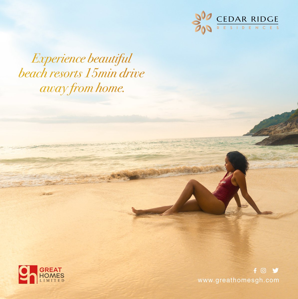 GreatHomesgh's tweet photo. Escape to paradise just 15 minutes away from your doorstep. Indulge in the serene beauty of the beach and experience luxurious relaxation at our nearby beach resorts. 
#BeachResorts #LuxuryLiving #GreatHomesLimited https://t.co/h21onyO1Ay