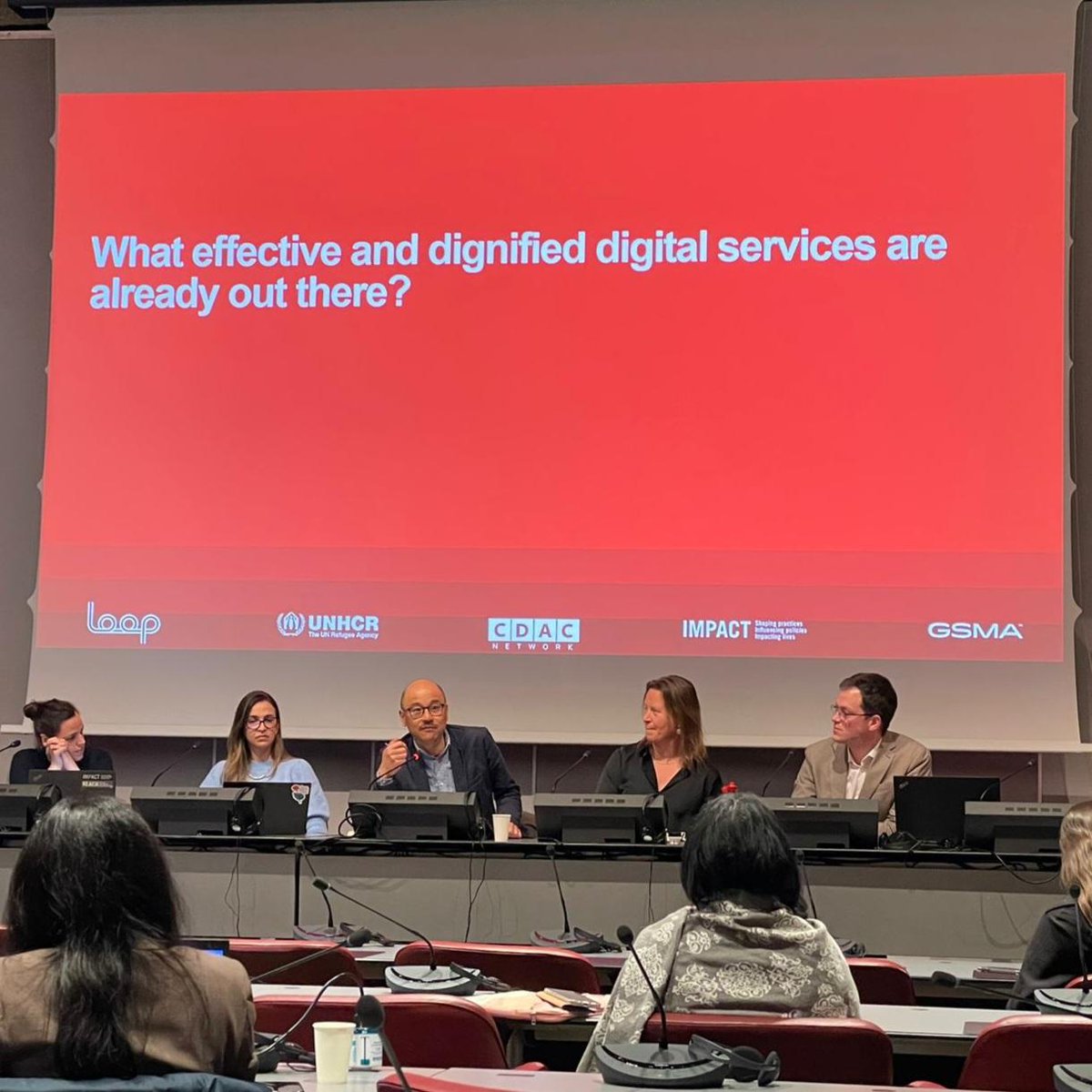 CDACN's tweet photo. @FM_tea "We wouldn't build a new mobile phone network instead of working with existing providers. But how often do we see humanitarians building their own digital engagement space when others already exist?"
– CDAC's @FM_tea, at #HNPW with @GSMA, @REACH_info, @Refugees &amp; @TalkToLoop https://t.co/IadcGtSEAM