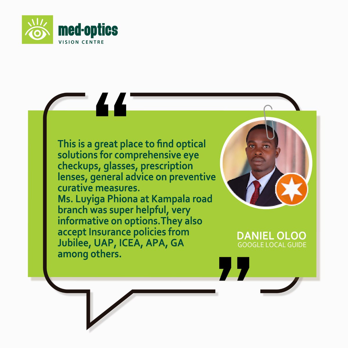 medopticsltd's tweet photo. The quality of our service is evident from the reviews left by our satisfied clients. We invite you to experience it for yourself at any of our conveniently located branches near you, and see why our service is so highly regarded.

#20yearsofeyehealthcare #Clienttestimonals https://t.co/b58QSQ2rYF