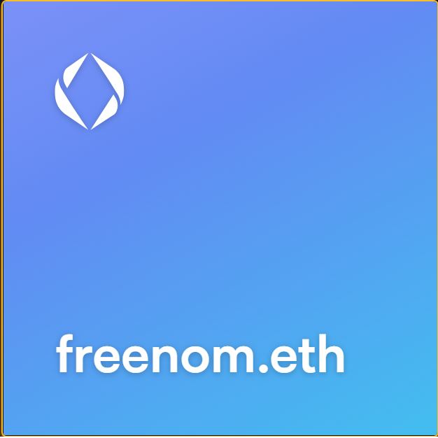 Welcome for all offers
freenom.eth
#opensea #EnsNames #ensdomain #ETH #NFT #NFTs #NFTCommunity
now for sell here on
ens.vision/name/freenom.e…
#domain #ensdomains #ensdomain #domains $ENS
<a href="/ensdomains/">ens.eth</a>
#ENS $ENS #NFTs #NFTCommunity #nftcollectors #web3