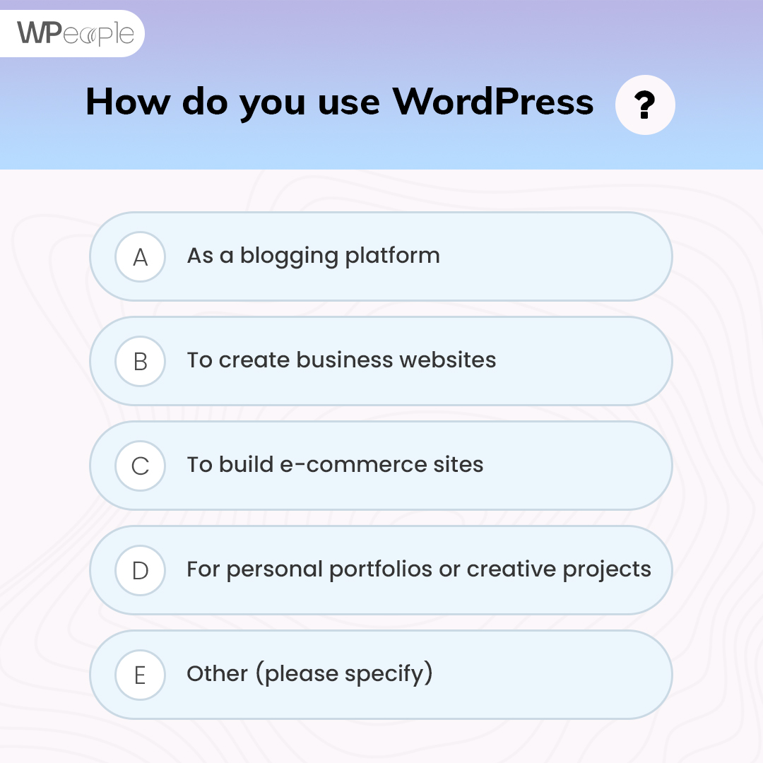 WpeopleOfficial's tweet photo. How do you use WordPress?

Do let us know by commenting below.

#Wpeople #WordPress #WordPressPoll #Poll https://t.co/wSr1tThz7A