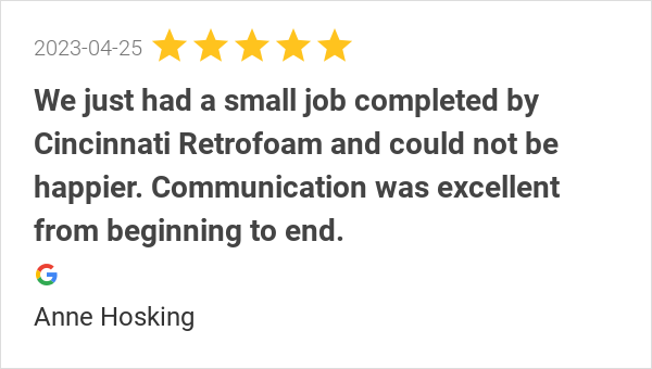 CincyRetrofoam's tweet photo. New 5.0-star Review: "We just had a small job completed by Cincinnati Retrofoam and could not be happier. We... https://t.co/tG8dCcIRMO