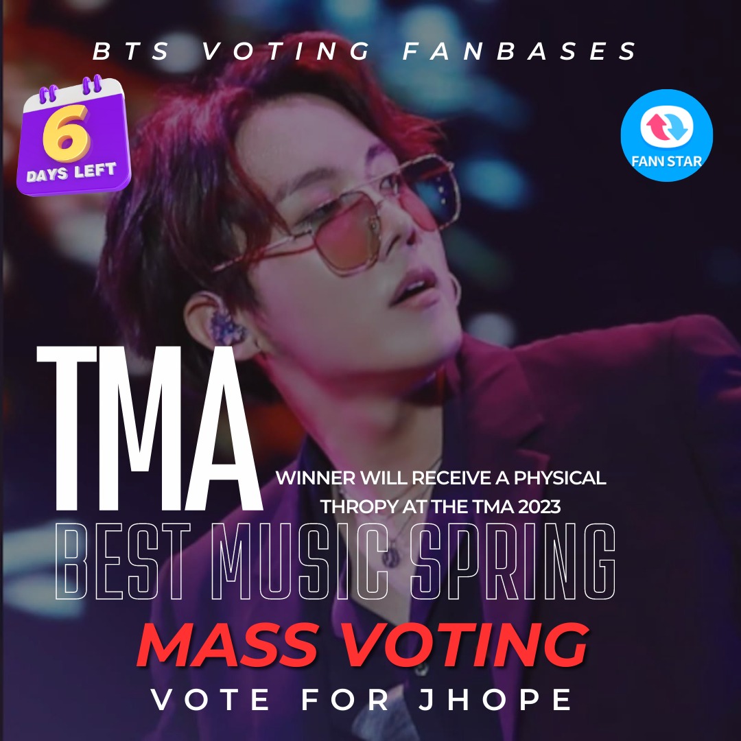 votingbrigade's tweet photo. 🚧 MASS VOTING STARTS 🚧

🏆 TMA BEST MUSIC SPRING 
Cast ALL your daily stars now, we have 6 days left to vote, finish your video voting, let's do this for Jhope! 

🔑 TMARMY FIGHT FOR JHOPE 

RETWEET TO SPREAD. 
📲https://t.co/pB2PapDnn3
🗳️:https://t.co/8SkunTUxKl https://t.co/ksKZKGtfeb
