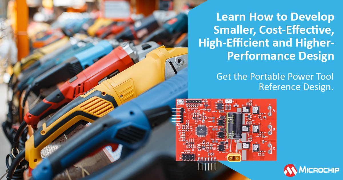 MicrochipTech's tweet image. BLDC motors have gained popularity in new products due to their ability to produce less friction, heat and longer motor life. Download our Portable Power Tool Reference design and learn how to design for improved performance and safety: mchp.us/3Yl1tlL. #referencedesign