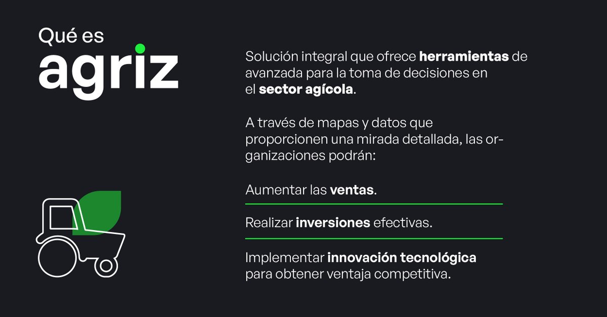 ciampagna's tweet photo. Agriz es un producto para organizaciones del sector agrícola, una solución integral que ofrece herramientas para la toma de decisiones🌾

Poteciá tu organización con agriz 💪🏽 https://t.co/XnBUp6BZmB