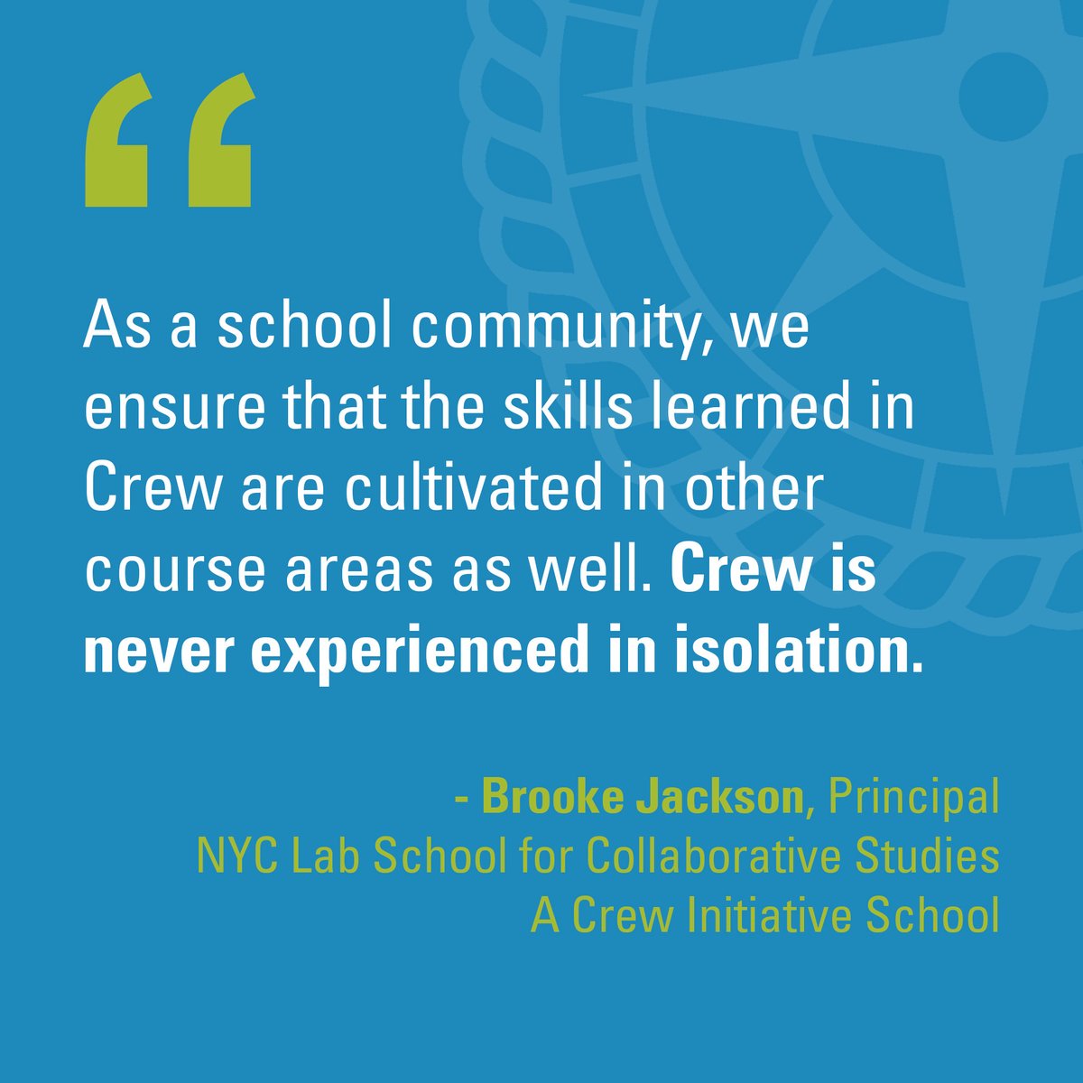 NYCOutwardBound's tweet photo. When #Crew is implemented successfully, it's not an add-on to the school day, but rather an integral, reinforcing part of the school's mission & goals. Learn more about #CrewInitiative: https://t.co/GYQL2vEDeC @NYCLabHS https://t.co/1wvYk24Tge