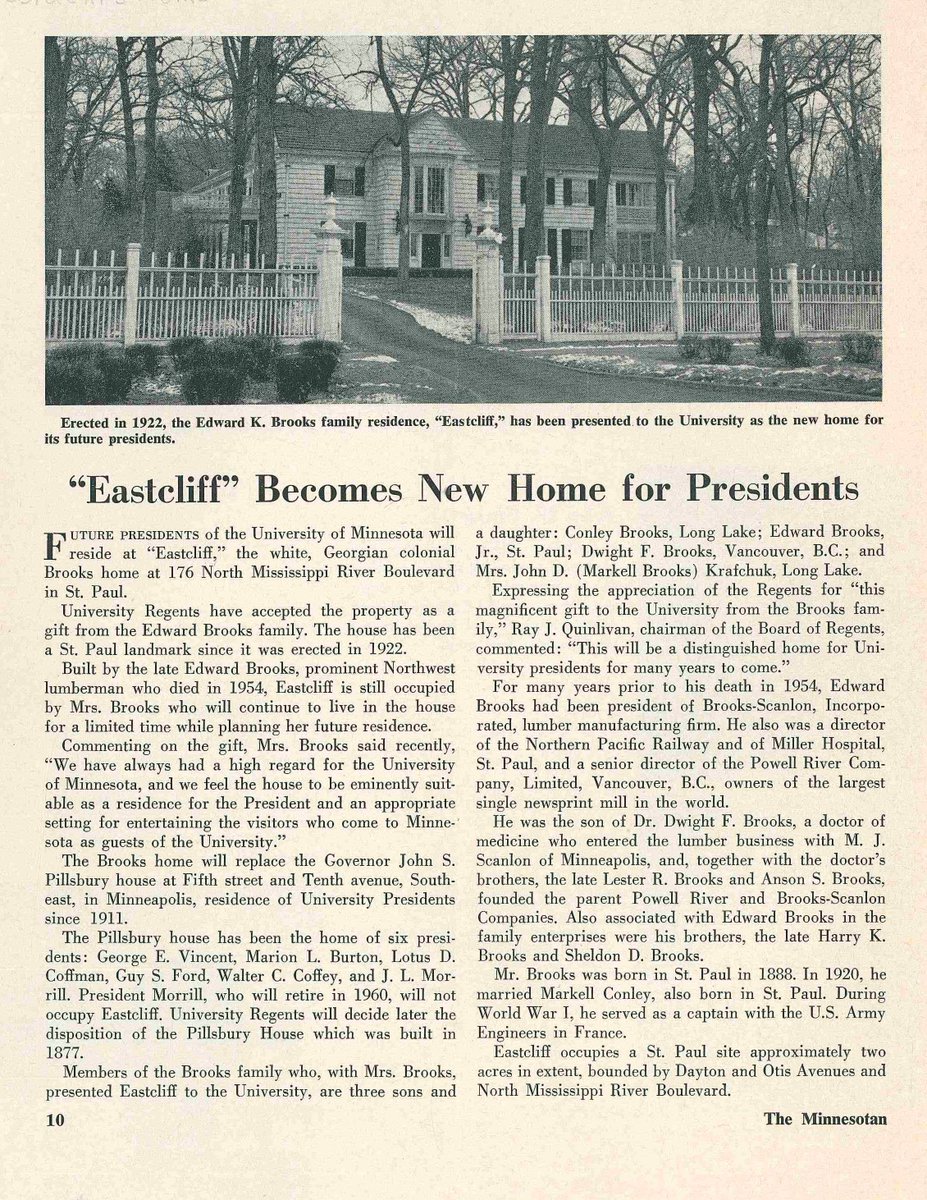 rebeccatoov's tweet photo. 📄 "'Eastcliff'" Becomes New Home for Presidents," article from The Minnesotan (magazine), February 1959.

📷 Eastcliff, the residence of the #UMN President: Exterior, 1985; Interior, 1987. #UMNArchives https://t.co/82xsatBixO