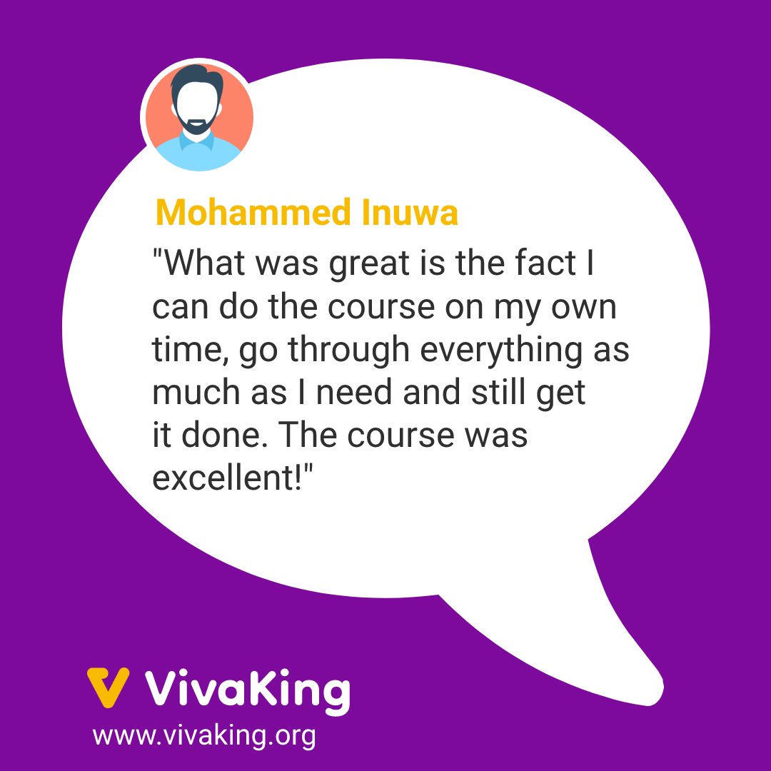 A major benefit of learning on VivaKing is that you can complete courses in your own time and at your own pace. Join VivaKing and get access to learn at your own schedule. Anywhere, anytime. 

vivaking.org

#VivaKing #SelfPacedLearning