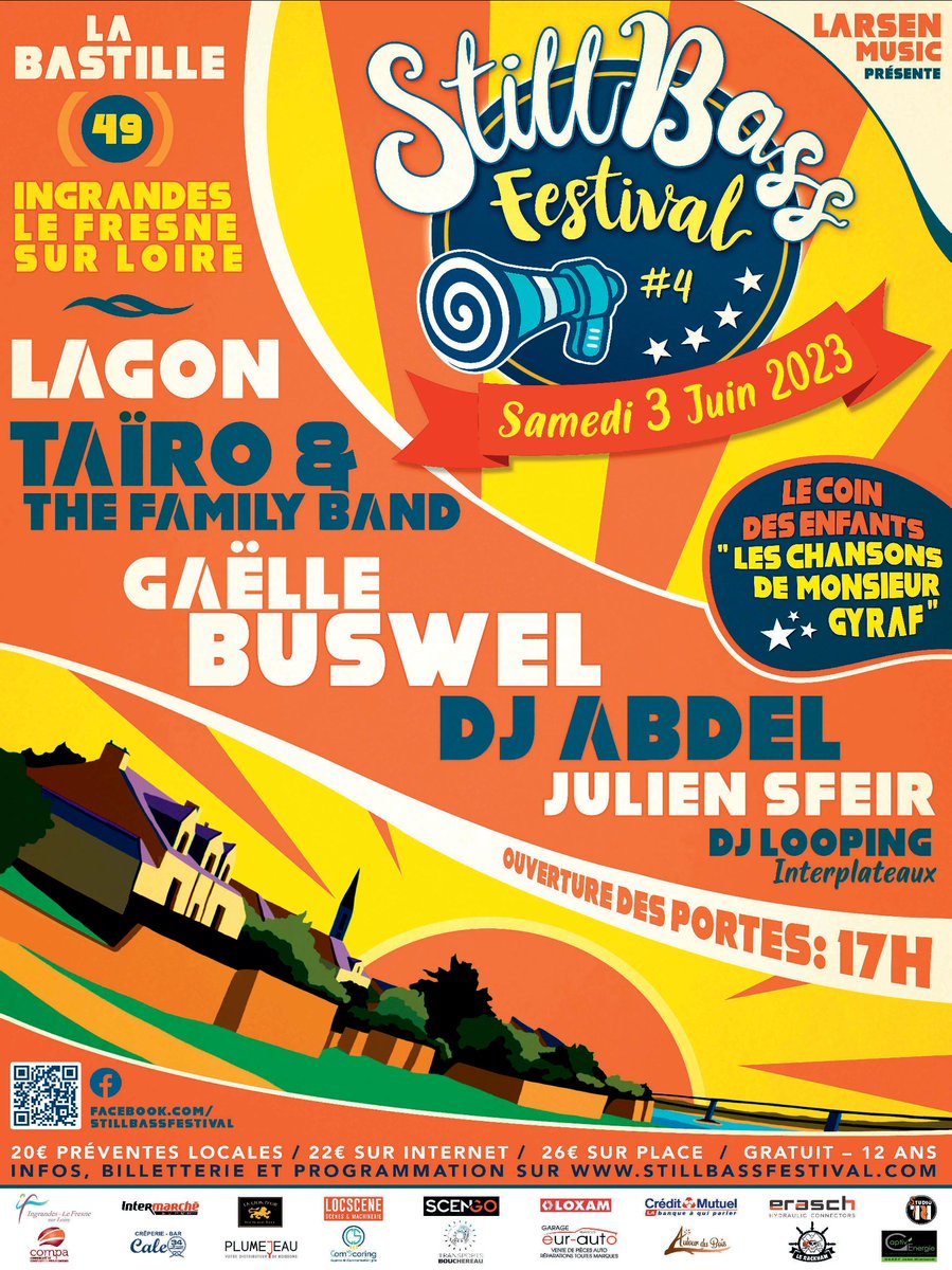 Nous sommes à moins de 40 jours du #StillBassFestival4 😀 ! 
Infos &amp; billetterie : stillbassfestival.com
<a href="/TairoOfficiel/">Taïro</a> <a href="/DjAbdelOfficiel/">Dj Abdel</a> <a href="/GaelleBuswel/">Gaelle Buswel</a> #LagonTrio <a href="/JUoff_/">Julien Sfeir</a> <a href="/DeejayLooping/">Dj Looping</a> <a href="/gyrafrique/">GYRAF OFFICIEL</a> 
#StillBass #StillBassFestival #PaysdAncenis #IngrandesLeFresne #MaineetLoire