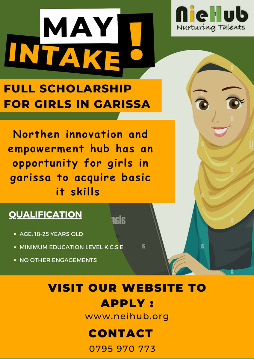 NIEhub's tweet photo. Open opportunity for girls in Garissa county! @NIEhub we are offering full scholarship for girls interested with acquiring basic IT SKILLS. few slots available click the link below to apply
https://t.co/YOfzOnTmzm
#girlsinstem #itskills #innovation https://t.co/LwPCmjHZET