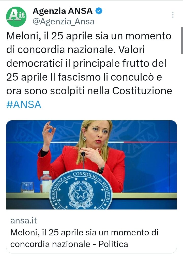 La parola del giorno è CONCULCÒ.
Nessuno ne conosce il significato, figuratevi i fascisti che probabilmente la scambieranno con inculcò, totalmente diversa.
#MELONIMERDA #melonifascista
#25aprile_e_ANTIFASCISTA #25aprilesempre