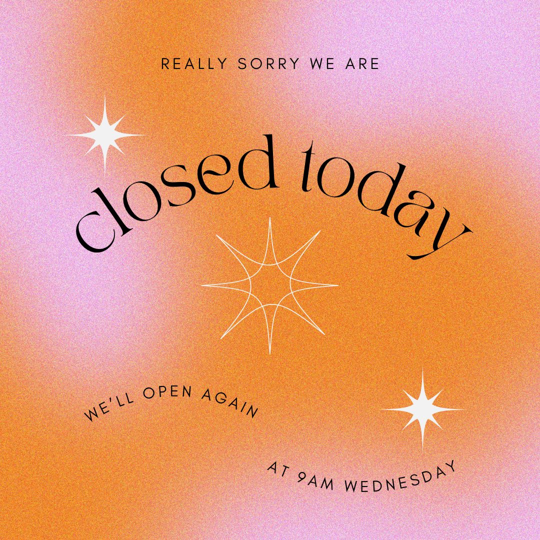 GiGisDressingRM's tweet photo. So sorry we are closed today, Tuesday 25th April, for personal reasons.

We’ll open again tomorrow, Wednesday 26th April at 9am.

Sorry for may inconvenience. Thank you for your understanding.

Team GiGi xx https://t.co/N55Z0zdXOg
