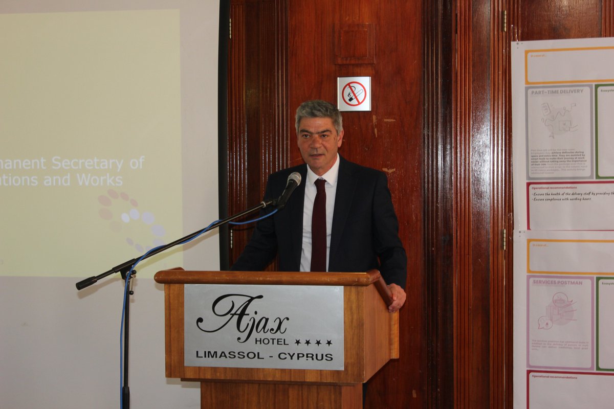 TheWorldofWork1's tweet photo. Mr. Giannis Nikolaides, Permanent Secretary of the @MinTCWCy, started with a welcome address to all the participants of the #SDCProject – 4th Physical #Workshop, & thanked @CyprusPost for the organization of such an important event. https://t.co/a37mlBkLkX
