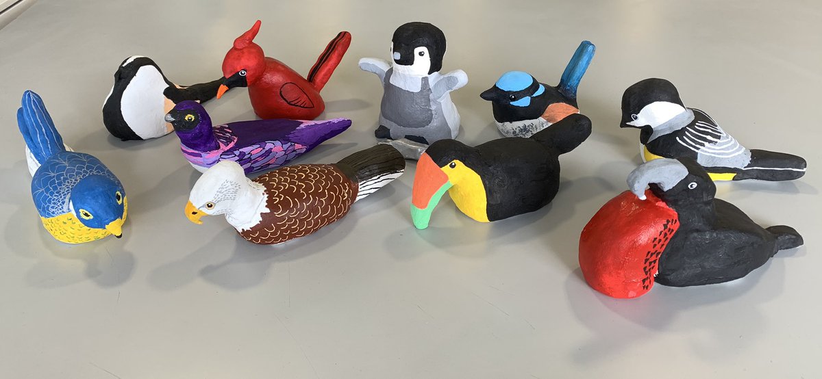MrsRamosVirley's tweet image. So pleased with the diversity of these Grade 6 ‘birds of the world’ sculptures #artteaching #artED #sculpture #teachingart #artteachersoftwitter #Creative