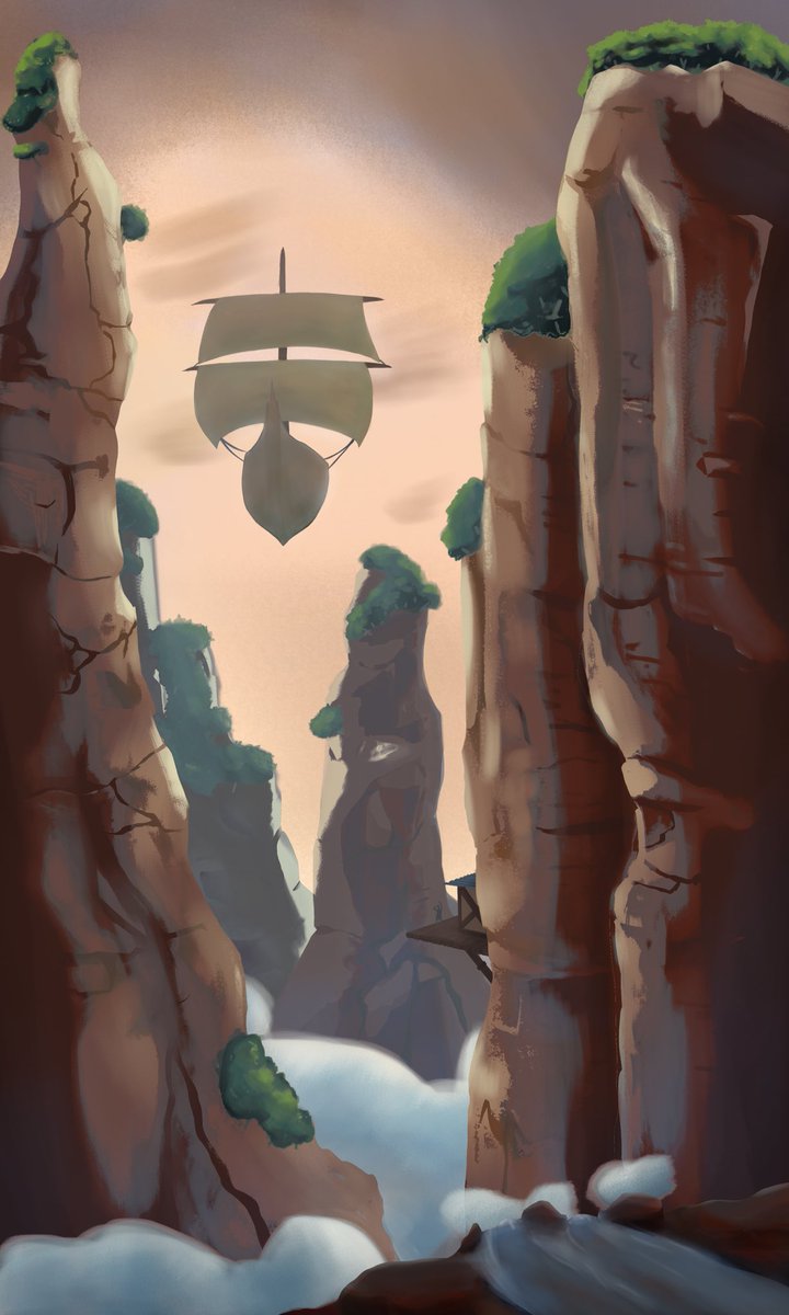 Attempted to follow the <a href="/jordan_grimmer/">Jordan Grimmer</a> workflow while trying my hand at my very first environment piece. Amazing inspiration in the world of #digitalart 🎨 ☁️