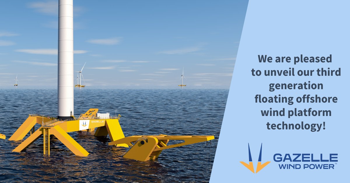 We're announcing our latest third-gen #offshorewind platform, designed solely for #floatingoffshorewind. 

Learn more: gazellewindpower.com/news/. 

 #windpower #windindustry #cleanenergy #renewables #cleantech #mooring #floatingwind