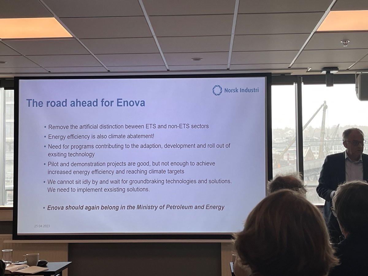 Ole Børge Yttredal <a href="/NorskIndustri/">Norsk Industri</a>  sees a need for <a href="/EnovaSF/">Enova SF</a> to reinstall energy efficiency as part of its mandate, at SFI Metal Production seminar