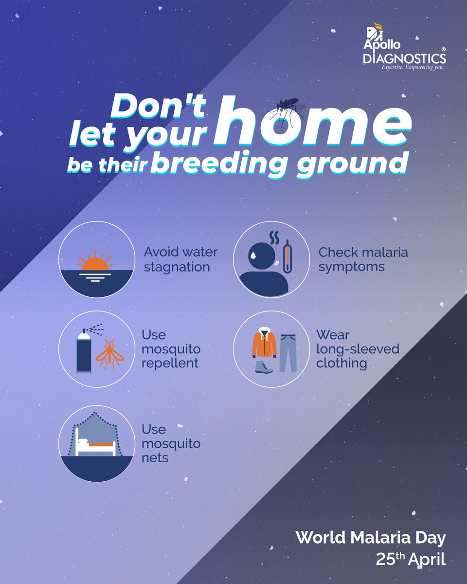 apollodiag's tweet photo. We can defeat malaria and dengue by keeping our surrounding clean. World Malaria Day serves as a reminder that by working together, we can eradicate these diseases that have claimed so many lives.
#ApolloDiagnostics #WorldMalariaDay #Mosquitos #TestWithApollo https://t.co/K2eacBWlBd