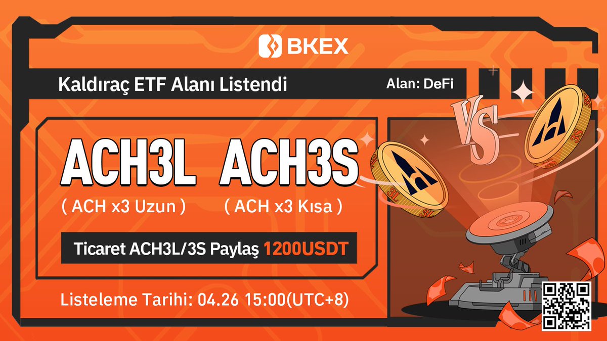 💥ACH3L & ACH3S Listeleniyor #BKEX ETF Alanı Saat: 15:00, Apr. 26 (UTC+8) 💥'Ticaret Yapın 1,200 #USDT Paylaşın' Etkinlik Tarihi: 15:00 04/26 - 15:00 05/03 (UTC+8) Detaylar: bkex.zendesk.com/hc/en-us/artic…