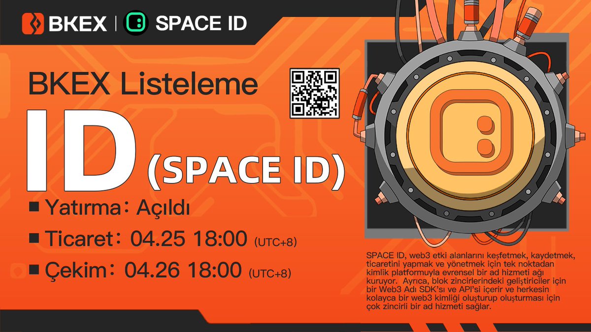 💯#BKEX Yeni Listeleme | @SpaceIDProtocol #ID/USDT Listeleniyor #BKEX 🔸Ağ: BEP20 🔸Ticaret: 18:00 on Apr. 25 (UTC+8) ⏭Detaylar: bkex.zendesk.com/hc/en-us/artic… #Bitcoin  #cryptocurrency #BKEXNewListing