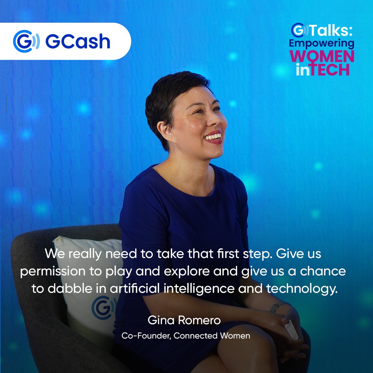 gcashofficial's tweet photo. Today on #GTalks: The segment about the relevance of Tech for Women, co-founder of Connected Women, Gina Romero, highlights challenges faced by women in a male-dominated industry like tech. She inspires us to let go of whatever’s holding us back to explore the world of tech. https://t.co/P0W5WN2Iki