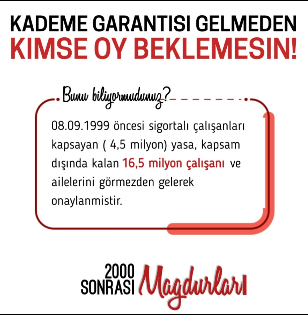 medyaportorg's tweet photo. Sayın @kilicdaroglu 2000 sonrası SGKlılar için kademeli emeklilik müjdesi videosu ne zaman gelecek?

#2000LerinOyuKime 
#2000LereAdilKademe https://t.co/glNCqkKPmZ