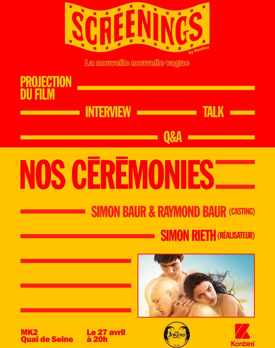 LogicalPictures's tweet photo. ๐๐๐ ๐พ๐๐๐๐๐๐๐๐๐, ร lโhonneur. โจ 1er film rรฉalisรฉ par Simon Rieth, il a รฉtรฉ sรฉlectionnรฉ ร la @semainecannes lors du @Festival_Cannes en 2022. Il est ร dรฉcouvrir le jeudi 27 avril ร 20H00 au @mk2 Quai de Seine. Sรฉance suivie dโun Q&A.
@thejokersfilms (#LogicalGroup). https://t.co/jMGKbElbLm