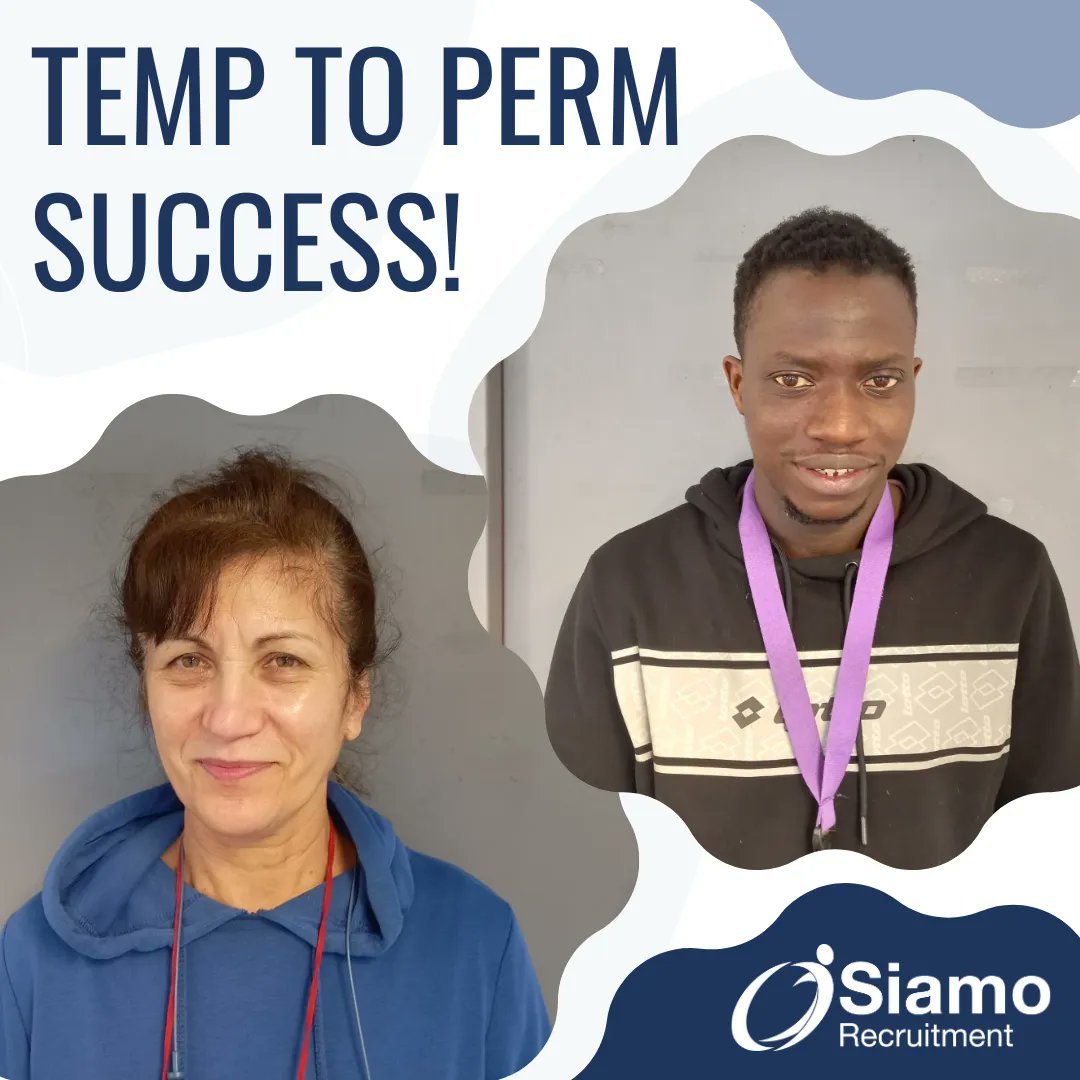 SiamoGroup_UK's tweet image. Congratulations to Ivanka and Assane on your Temp to Perm success!🥳

Thank you both for all of your great work whilst working with us, we wish you the best of luck in your permanent positions!👏

#PermanentWork #TemptoPerm #Birmingham #Birminghamjobs