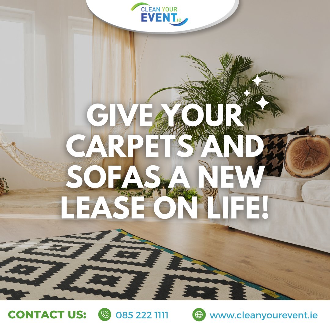 If your carpet or sofa is in despair, we are here to give you a clean hand to help you renew instead of replace it. 👋✨

Contract our services to achieve a clean and hygienic home that you can be proud of: bit.ly/CleanYourEvent… 💚
