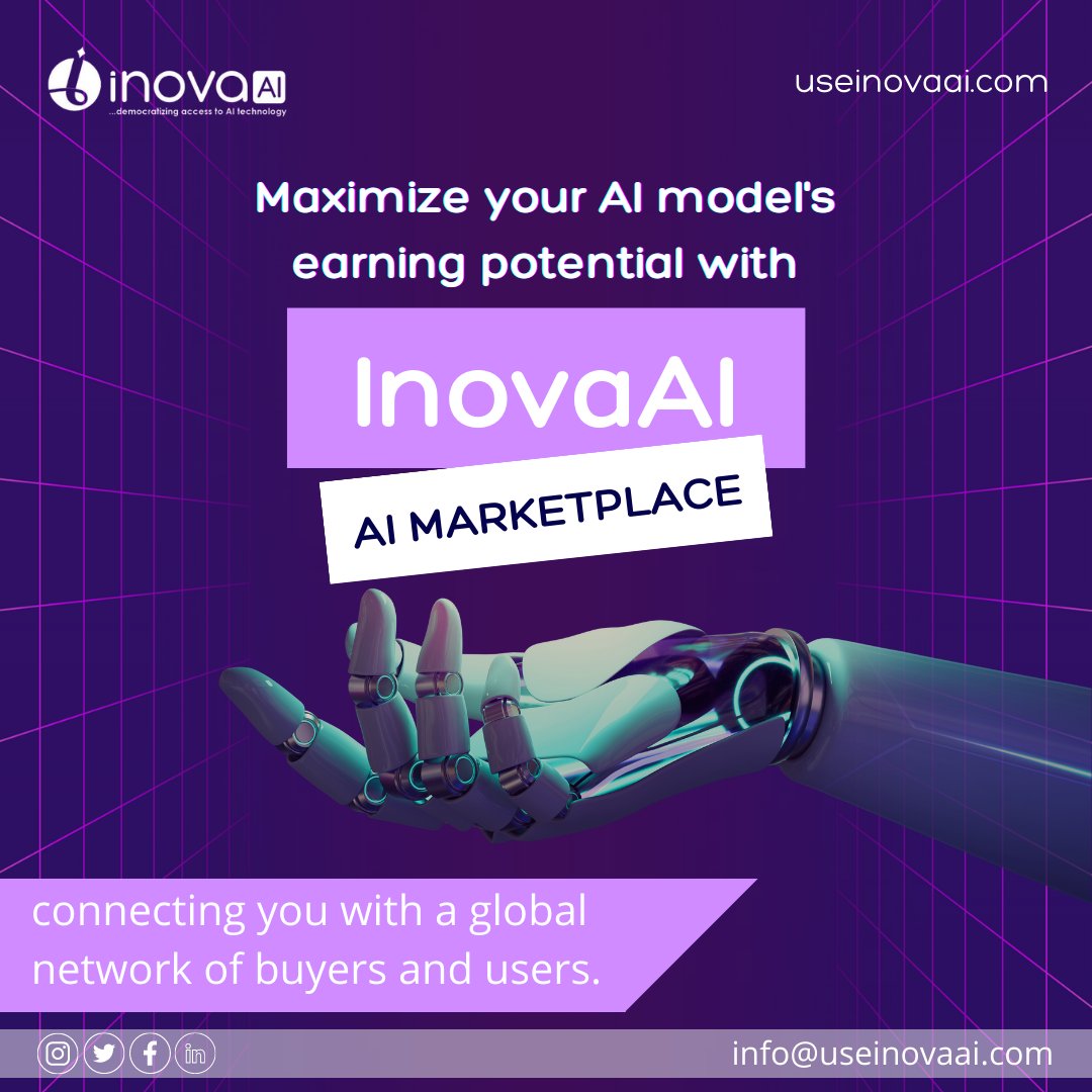 useinova_ai's tweet photo. InovaAI is a cutting-edge AI marketplace for Africans on a mission to democratizing access to AI technology. https://t.co/eDrUIJNfAy