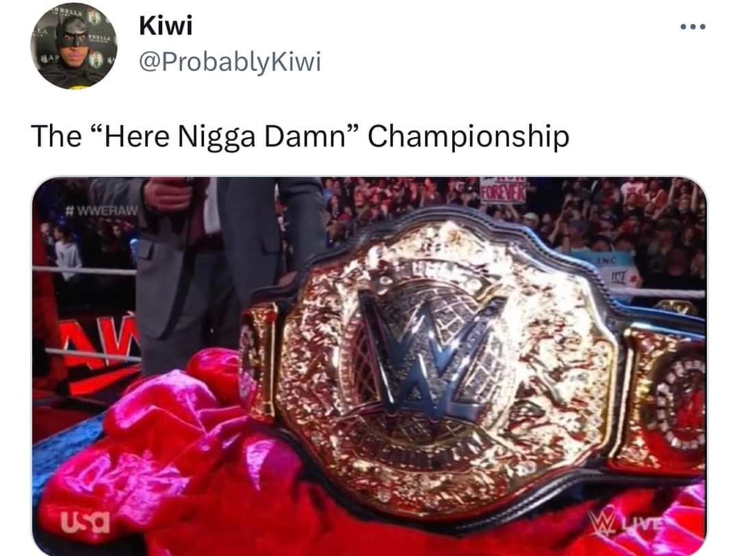 datboiDMCG's tweet photo. They got tired of y'all whining about bringing the Big Gold belt back 😂😂 https://t.co/CJPIfocWYo