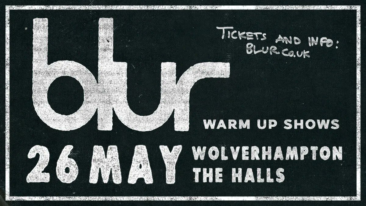 We are incredibly happy to announce that @blurofficial will officially reopen The Halls Wolverhampton on 26 May on their run of Wembley warm-up shows! For more on how to get tickets, visit blur.co.uk Limited tickets will be available this Friday at 10am via @AXS_UK