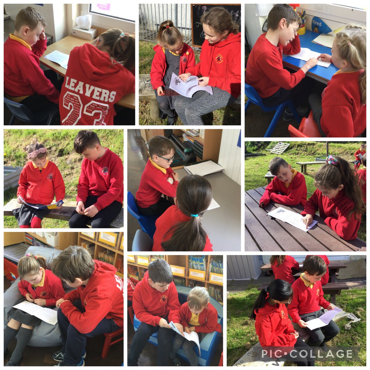 DosbarthPump's tweet image. We are working with our @Dosbarth3 reading partners in our weekly shared reading session. #reading #darllen #peerwork