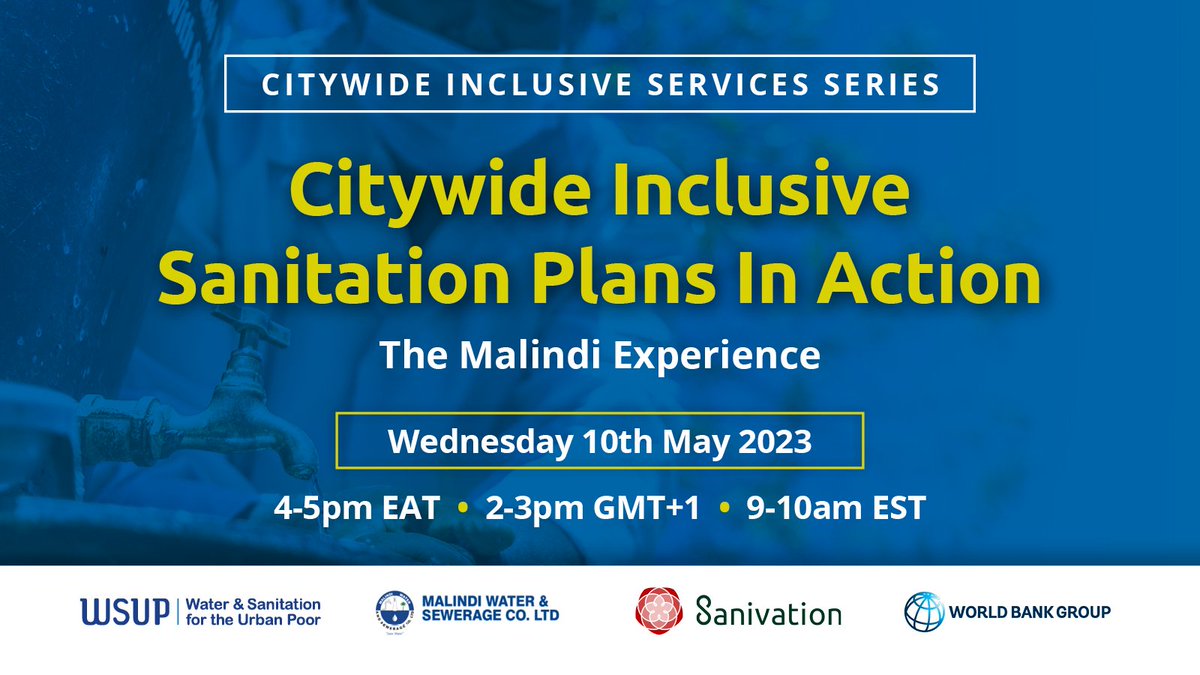 Sanivation's tweet photo. 📢 WEBINAR ALERT 📢
Join us for our webinar “Citywide Inclusive Sanitation Plans In Action – The Malindi Experience” on 10th May 2023!
Sign up using the link to let us know you’re coming – we can’t wait to see you there!
 https://t.co/IAW6c3oKWa
 Watch this space to hear more. https://t.co/gLNVMPnnZy