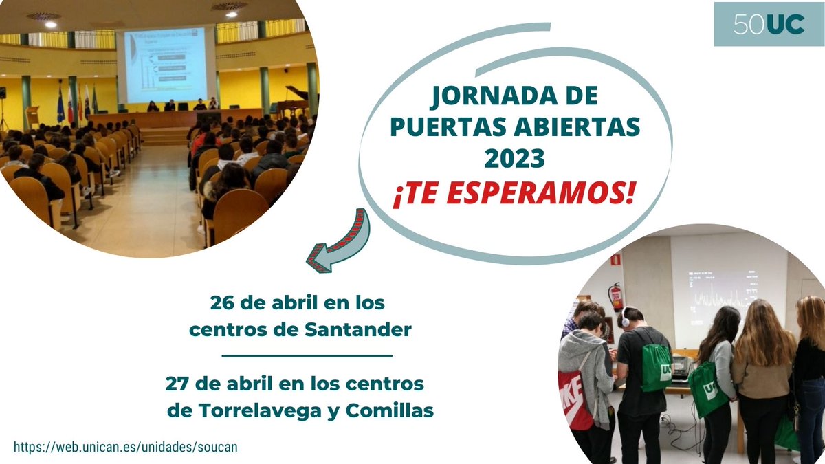 La Jornada de Puertas Abiertas 2023 será una oportunidad interesante para conocer la universidad donde seguramente vivirás tus mejores años.

¡Te esperamos!

 +Info: web.unican.es/unidades/souca…

#tansoloelprincipio