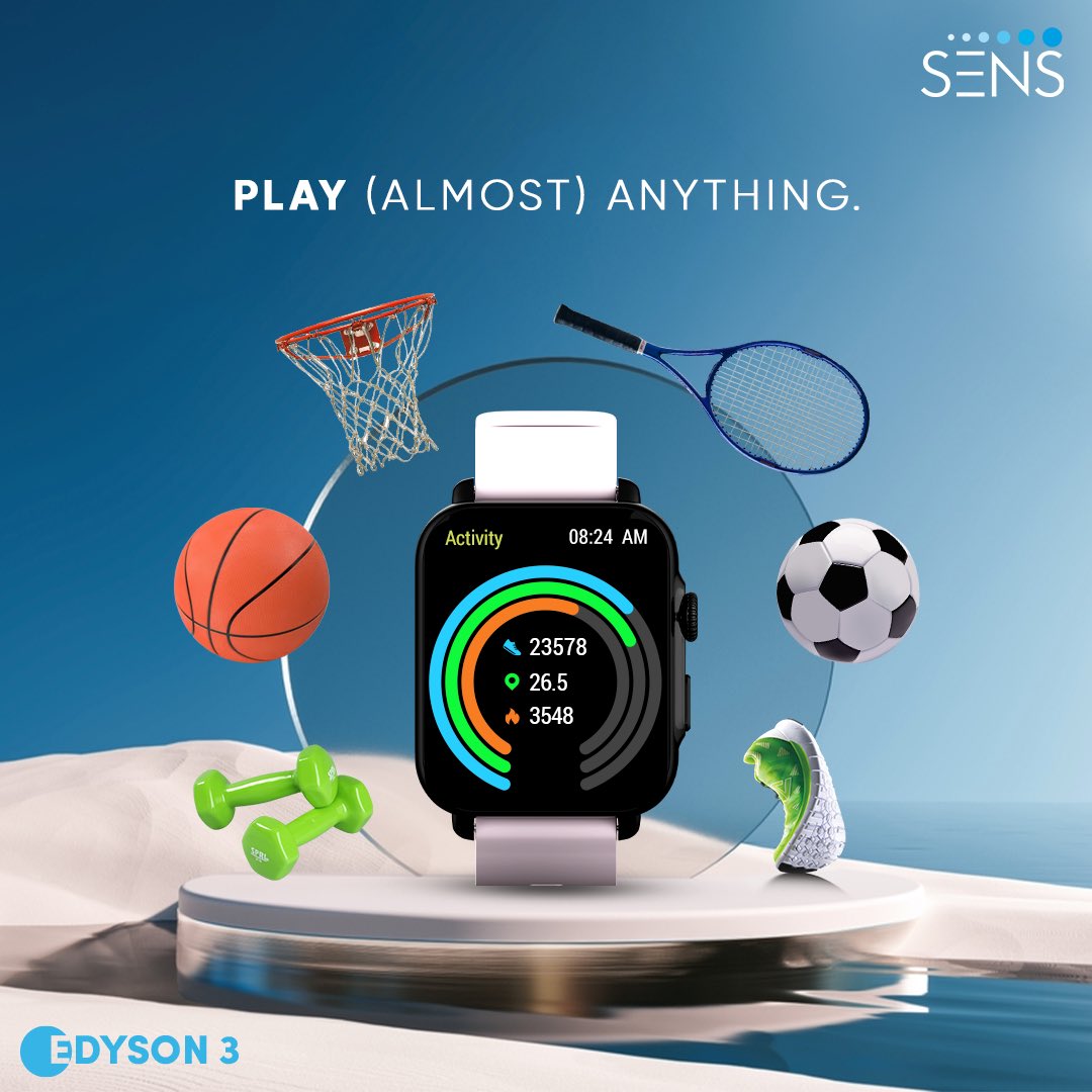 SensWorld_IN's tweet photo. With 35 sports modes on the Edyson 3, play what makes SENSe to you.

Get your playmaker, only at Flipkart.
https://t.co/t4va4JU0or

#SENS #LetsMakeSENS #Edyson3 #Smartwatch #SmartWearables https://t.co/c0xhTsQ1ZS