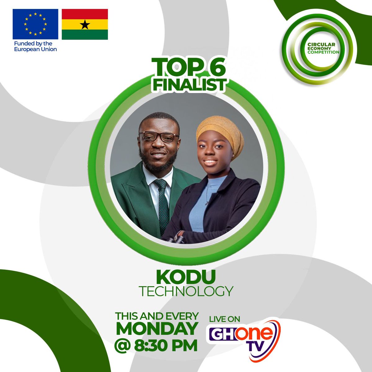 We are getting closer 🤩🤩! We just made it to the top 6 on #CircularEconomyCompetition season 2 🤩🤩  Catch us today on @ghonetv and @europeinghana YouTube ( European Union Delegation Ghana ) next and every Monday at 8:30PM.  #GoCircular #GoGreen #StartUpBusiness #EcoFriendly